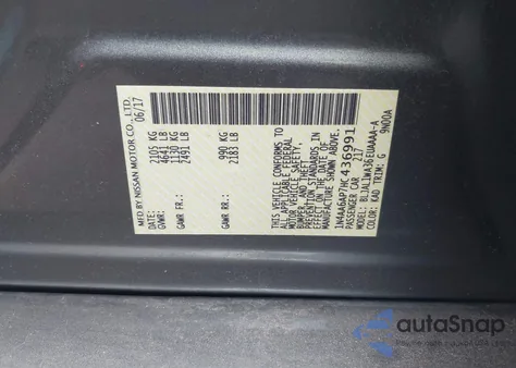 2017 Nissan Maxima 3.5 Sr from USA, damaged, VIN 1N4AA6AP7HC436991